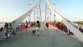 People on the pedestrian bridge HD Footage