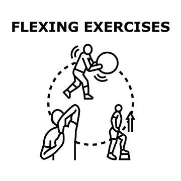 People performing flexing exercises and fitness training Stock Illustration