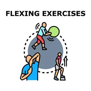 People performing flexing exercises and fitness training Stock Illustration