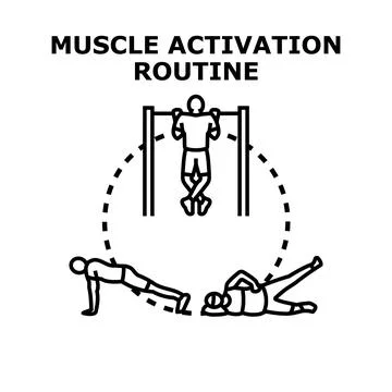 People performing muscle activation routine exercises Stock Illustration