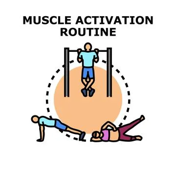People performing muscle activation routine exercises Stock Illustration