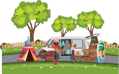 People performing in the park Ilustração Stock