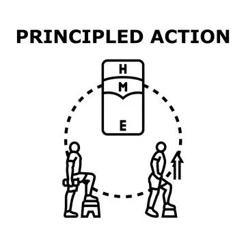 People performing principled action exercise and training Stock Illustration