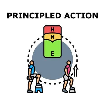 People performing principled action exercise and training Stock Illustration