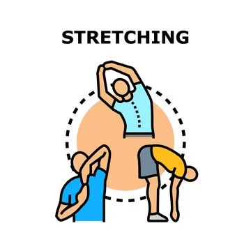 People performing stretching exercises preparing for workout Stock Illustration