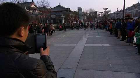 People performing stunt at sidewalk Видео 88546218