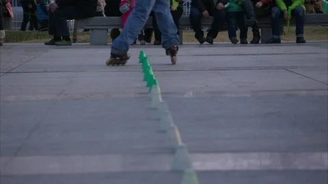 People performing stunt at sidewalk Stock-Footage 88546417