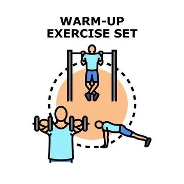 People performing warm up exercise set for fitness Иллюстрация
