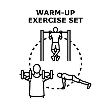 People performing warm up exercise set for fitness 库存插图