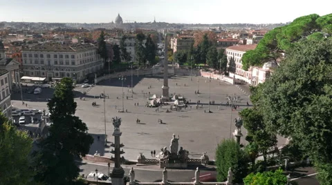 People at Piazza de Popolo Stock Footage 44559637