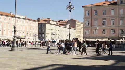 People in piazza della borsa Trieste Stock Footage 80799895