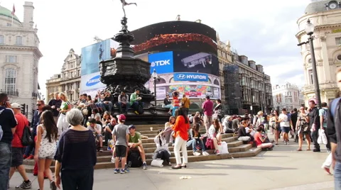People at Picadilly Circus Stock Footage 40336041