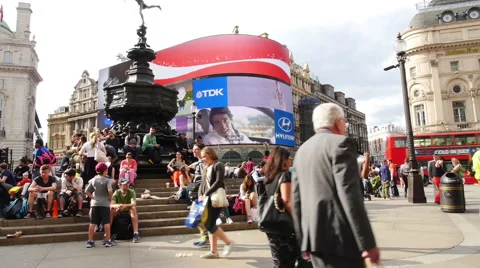 People at Picadilly Circus Stock Footage 40338880