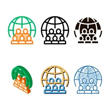 People planet earth problem forms vector thin line icon Stock Illustration