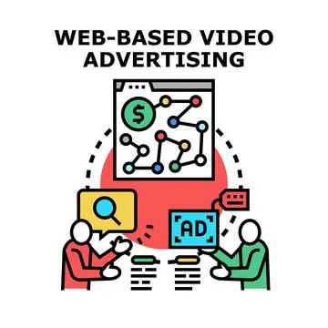 People planning web based video advertising strategy Stock Illustration