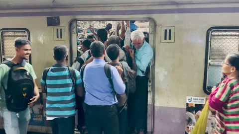 People on the platform during rush hour at railway station. Stock Footage 246921831