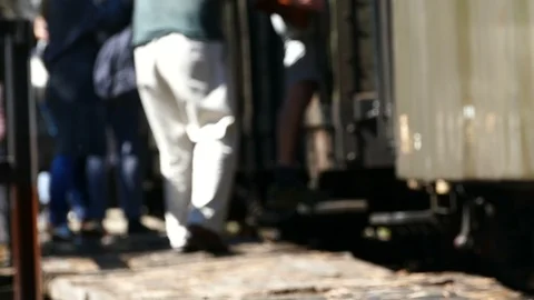 People on the platform, Train station in blur Stock Footage 87628963