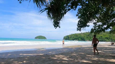 People play on the beach Video stock 156869836