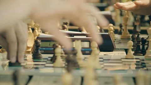 People play chess with time control Video stock 161731490