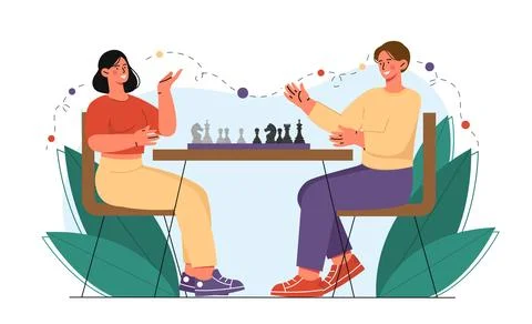 People play chess vector concept Illustrazione stock