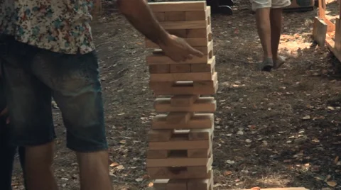 People play jenga Stock Footage 60601081