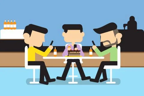 People play Mobile Stock Illustration