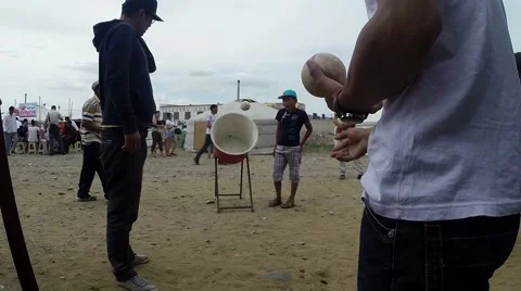 People Play Throwing Ball During Break in Holiday View From Behind Backs Stock Footage 62583410