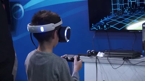 People play in virtual reality Stock Footage 82584412