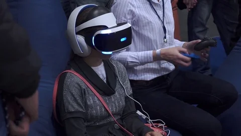 People play in virtual reality Stock Footage 82584587