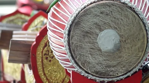 People played a two-faced drum 스톡 동영상 50313683