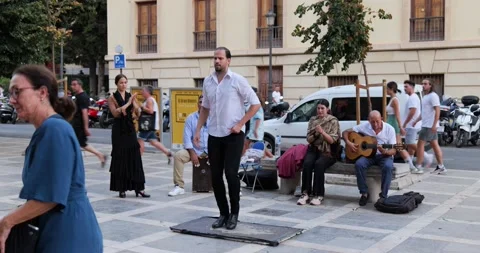 People playing and dancing traditional flamenco music Stock Footage 230921153
