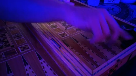 People playing backgammon -  traditional oriental game Stock Footage 94048598