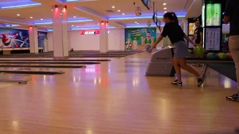 People playing bowling Stock Footage 78252428