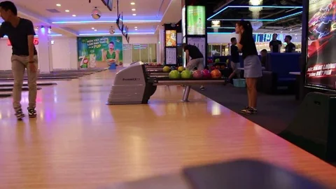 People playing bowling Stock Footage 78252458