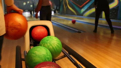 People Playing Bowling Inside A Bowling Alley Stock Footage 344911513