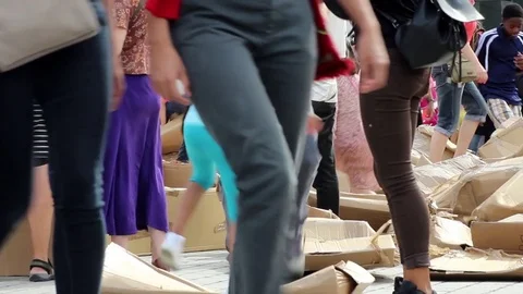 People playing with carton boxes Stock Footage 78532552