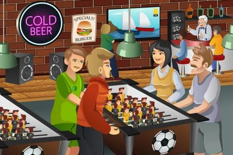 People Playing Foosball Stock Illustration