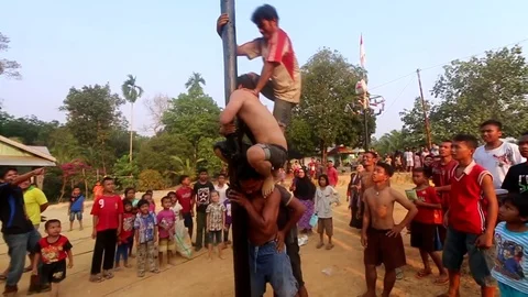 People Playing Games On Independence Day In Indonesian Village (3 of 5) Stock Footage 85280984