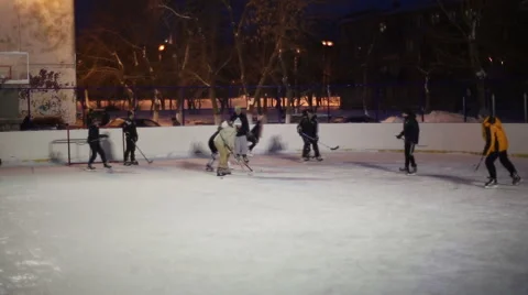 People playing hockey on аmateur level Stock Footage 59142599