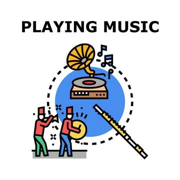 People playing musical instruments creating sound and melody Stock Illustration