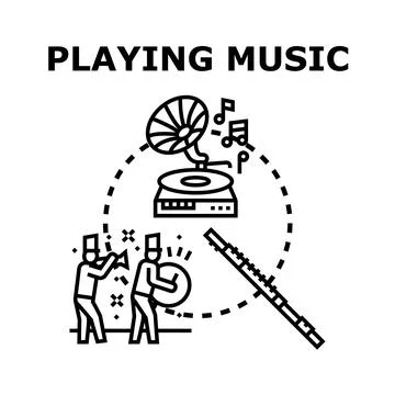 People playing musical instruments creating sound and melody Stock Illustration