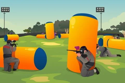 People Playing Paintball Illustrazione stock