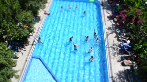 People playing in the pool Stock Footage