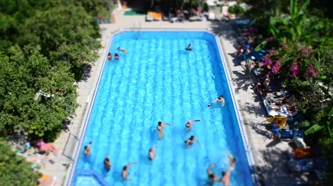 People playing in the pool Stock Footage 54458788