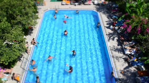 People playing in the pool Stock Footage 54458854