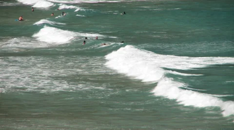 People playing in surf Stock Footage 35726698
