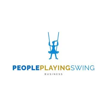 People Playing Swing Icon Logo Design Template Stock Illustration