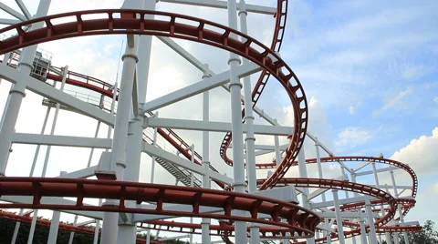 People playroller coaster in park amusement have fun Stock Footage 40973873