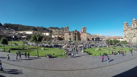 People, Plaza de Armas, Cusco, time lapse video Stock Footage