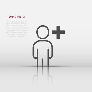 People with plus icon in flat style. Staff vector collection illustration o.. Illustrazione stock